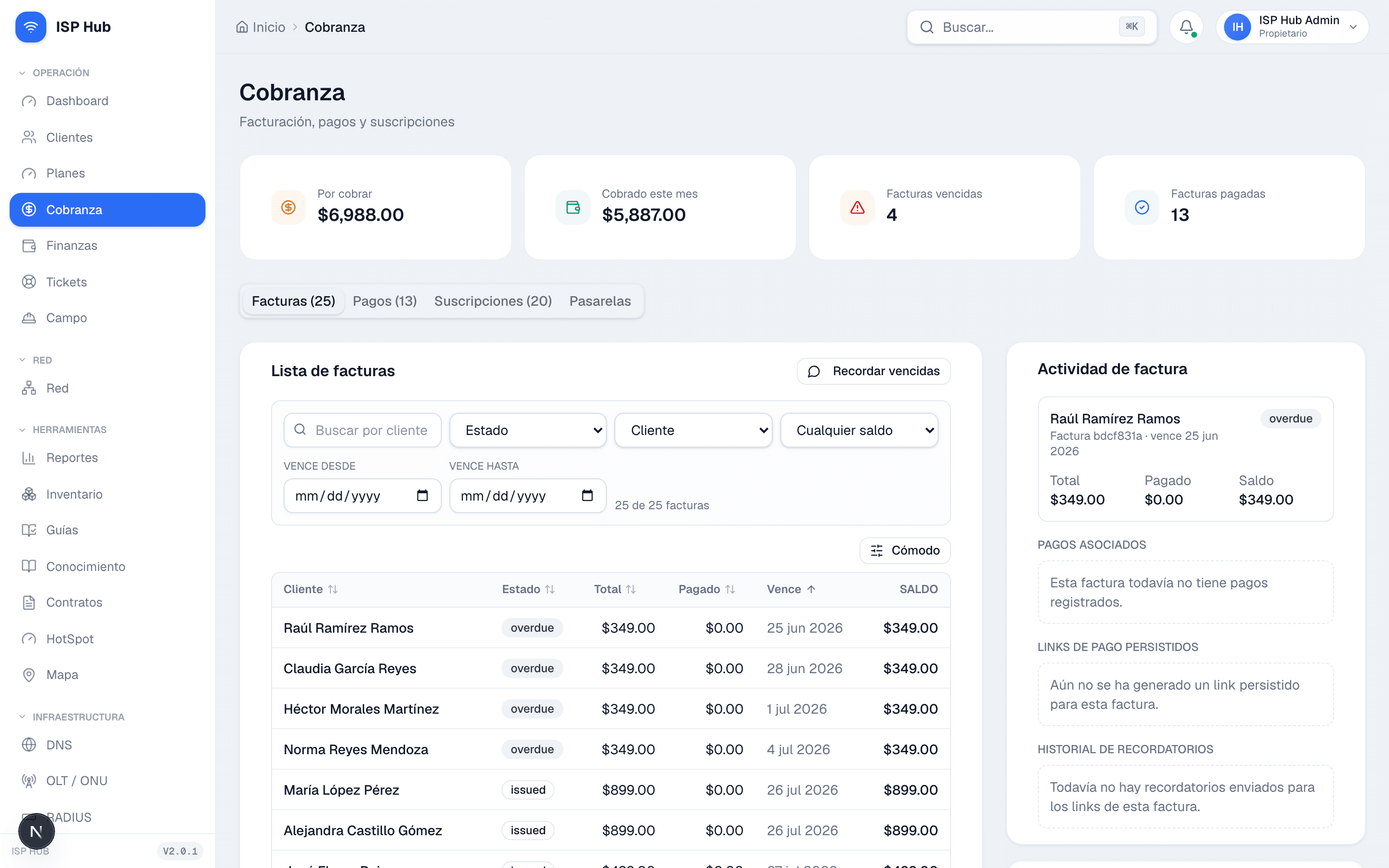 Cobranza automática con CFDI en ISP Hub